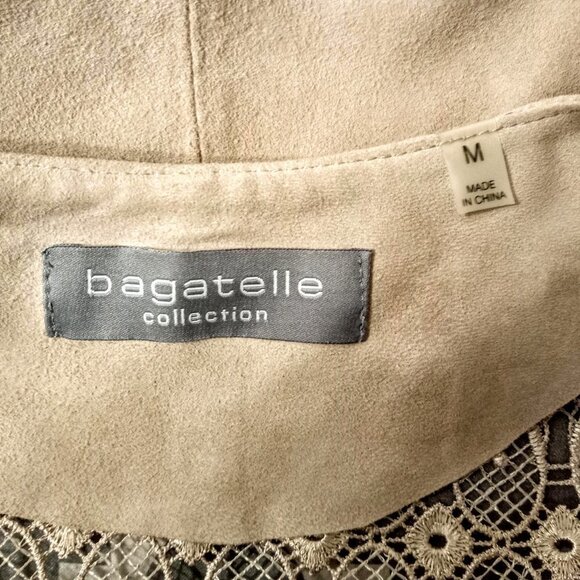 Bagatelle Beige Suede Leather Lace Crochet Jacket - Picture 5 of 6